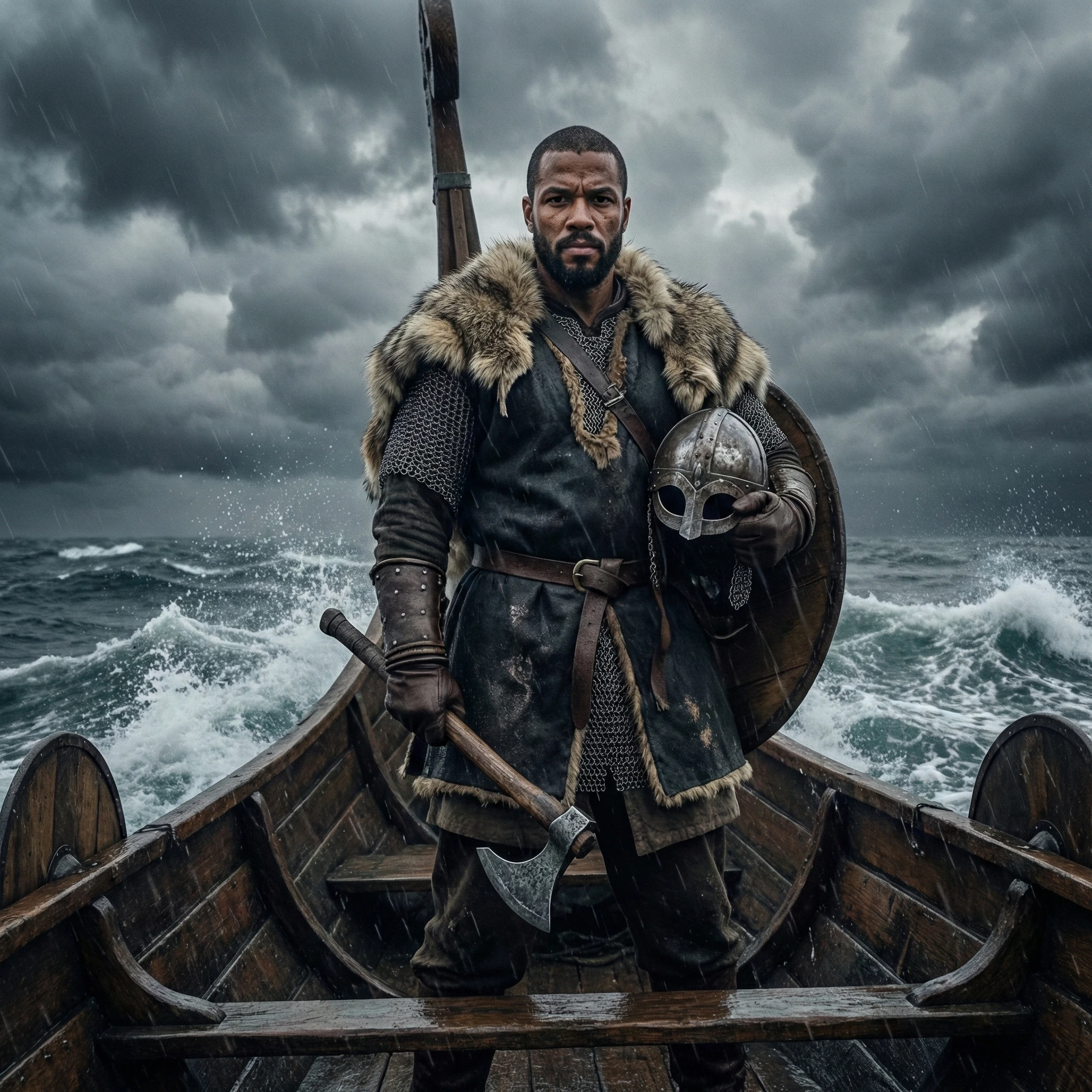 Викинг на драккаре — Nano Banana Pro промт