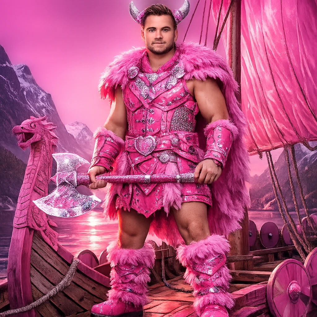 Викинги в эстетике «Barbiecore» — GPT Image 1.5 промт