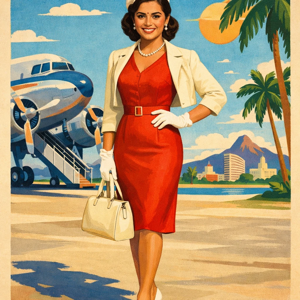 Винтажный постер авиалиний 1950-х — GPT Image 1.5 промт