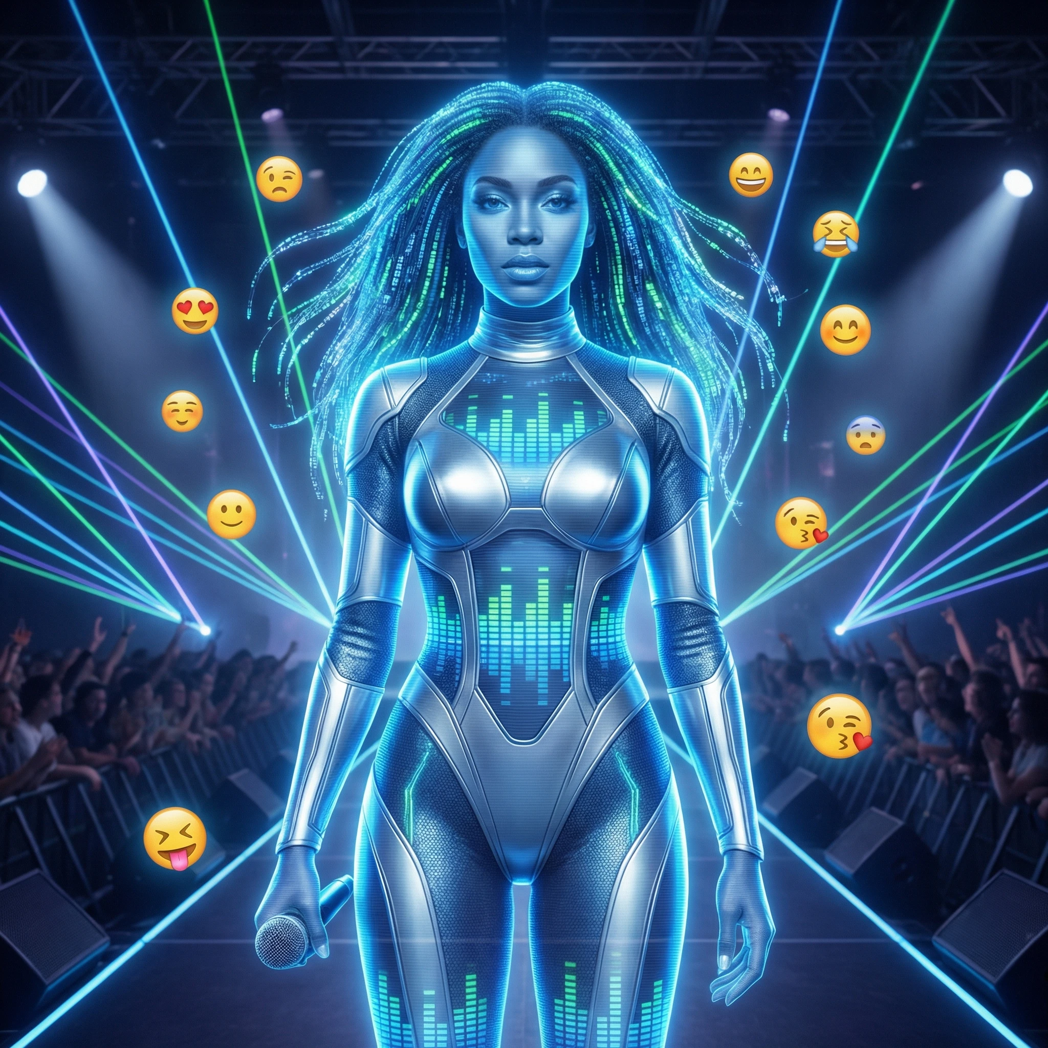 Виртуальный айдол на сцене — Nano Banana Pro промт