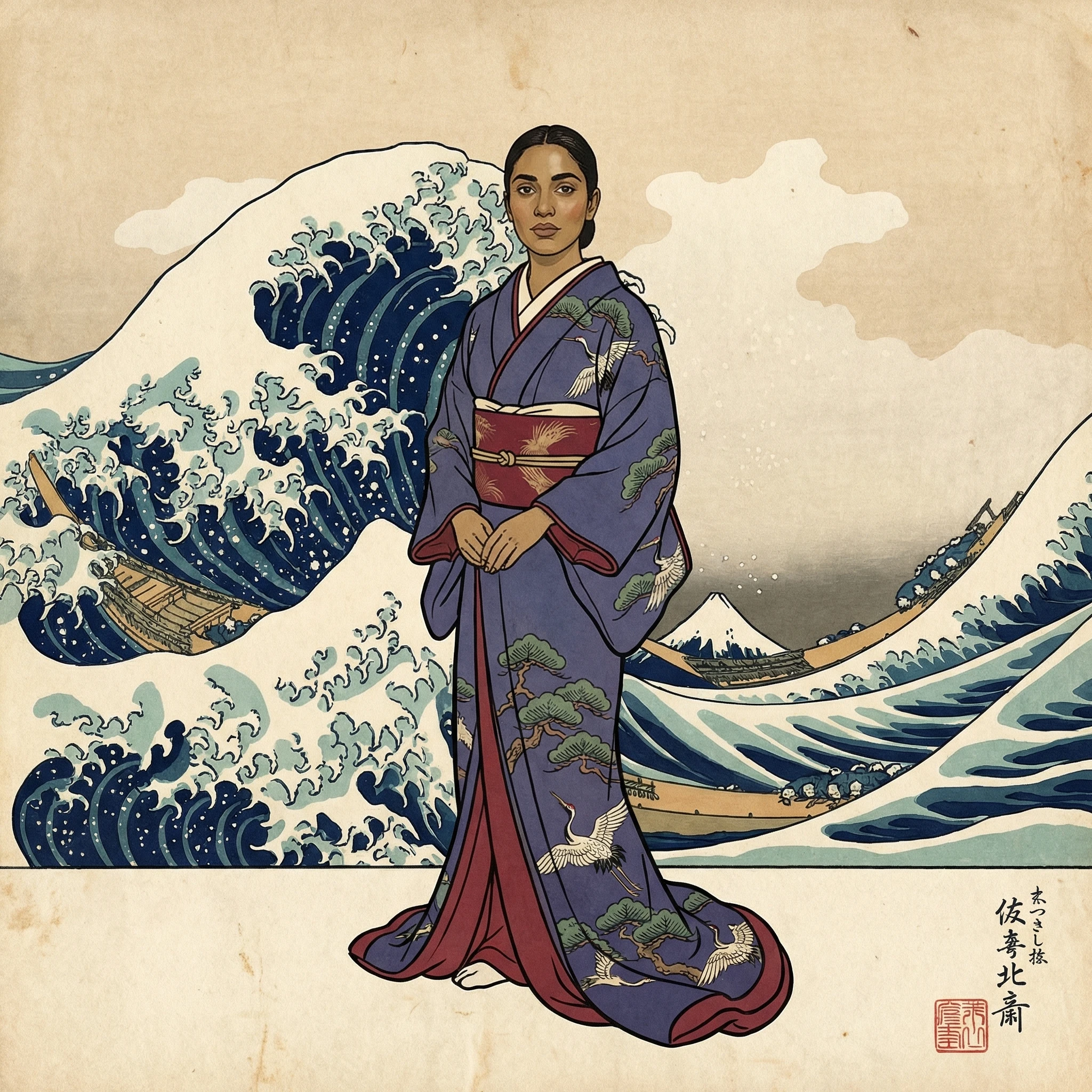 Японская гравюра Укиё-э — Nano Banana Pro промт