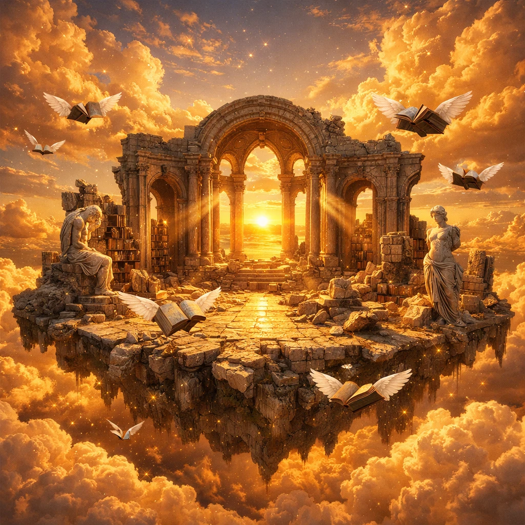 Забытая библиотека в облаках — GPT Image 1.5 промт