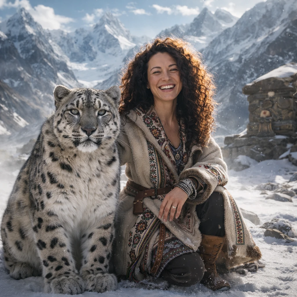 Заклинательница снежных барсов — GPT Image 1.5 промт