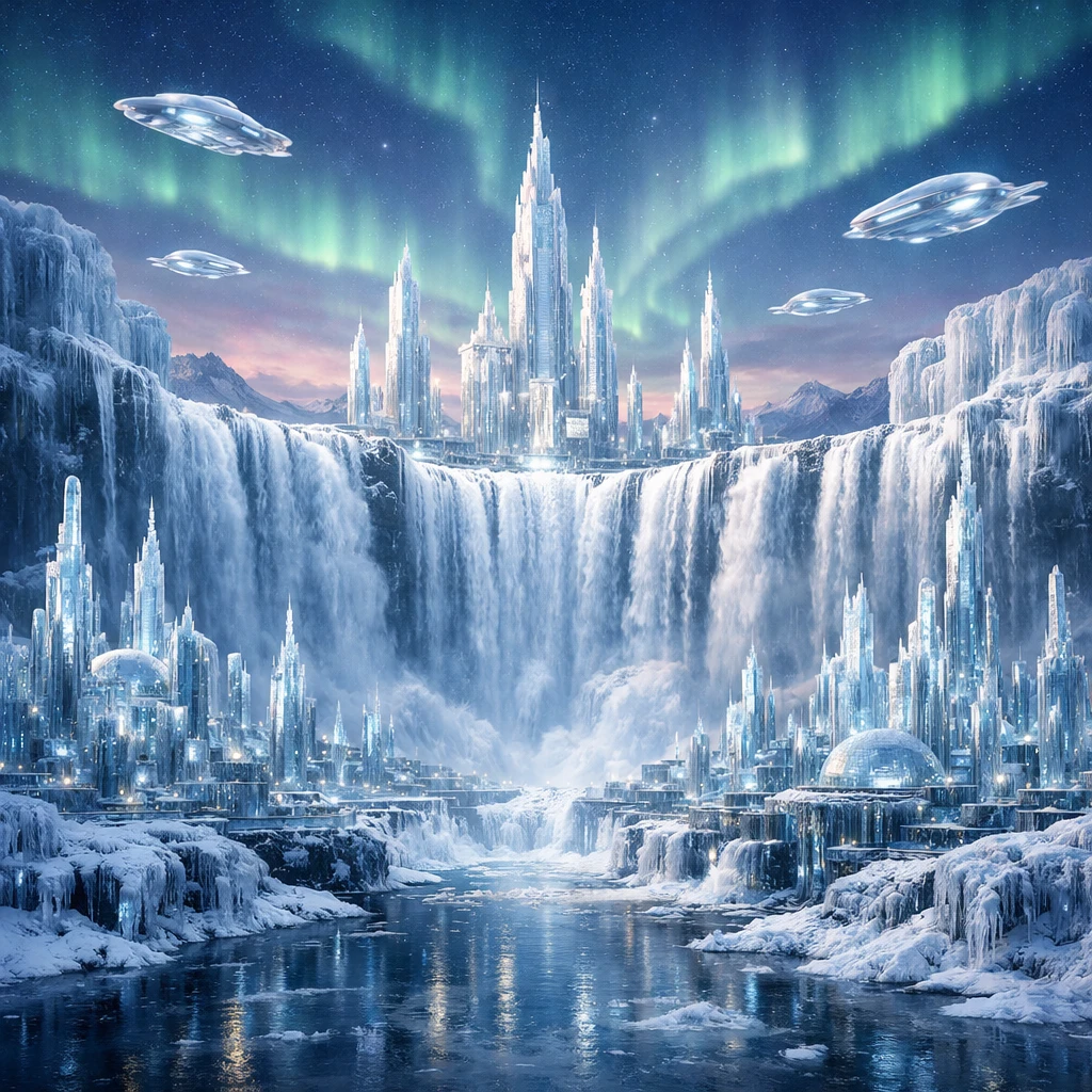 Замёрзший город будущего — GPT Image 1.5 промт