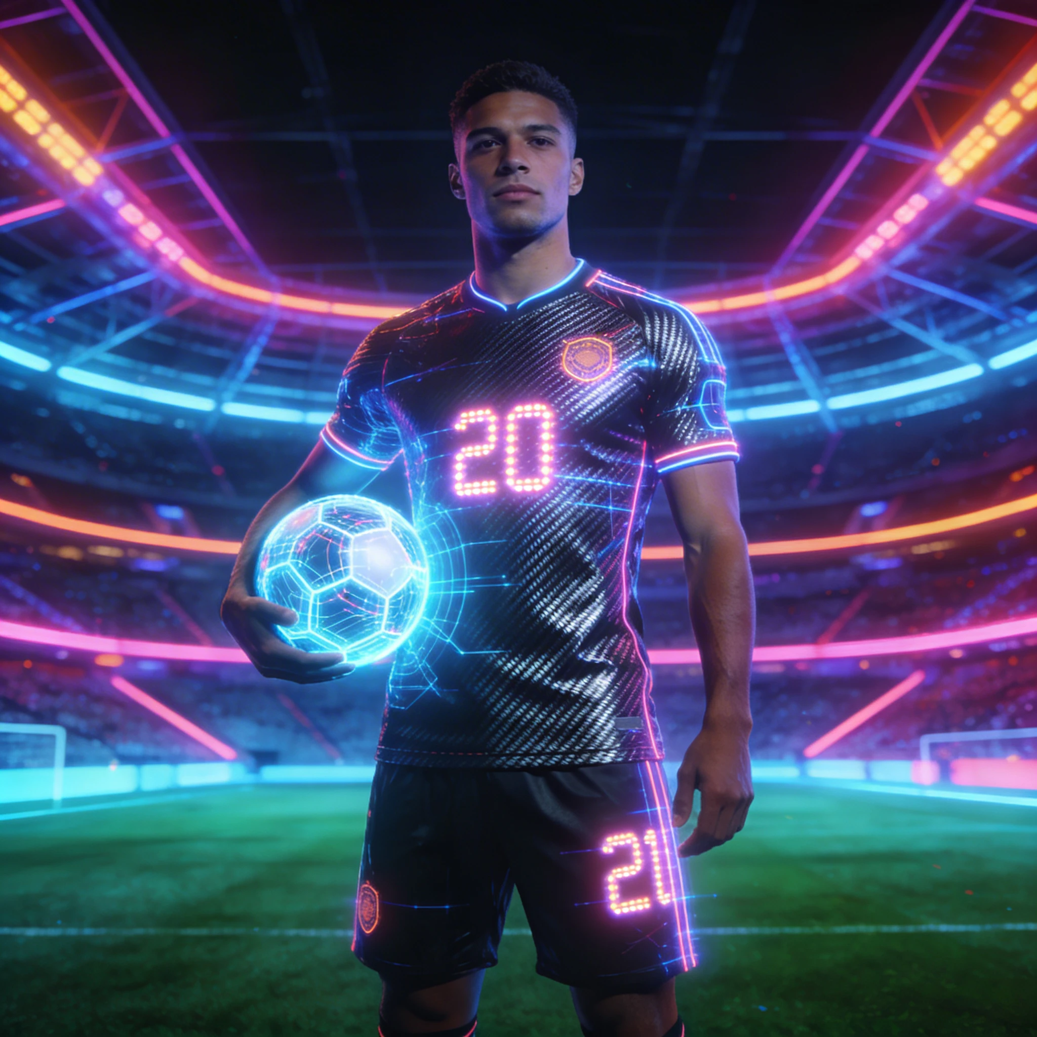 Защитник кибер-футбола 2099 — Seedream 4.5 промт