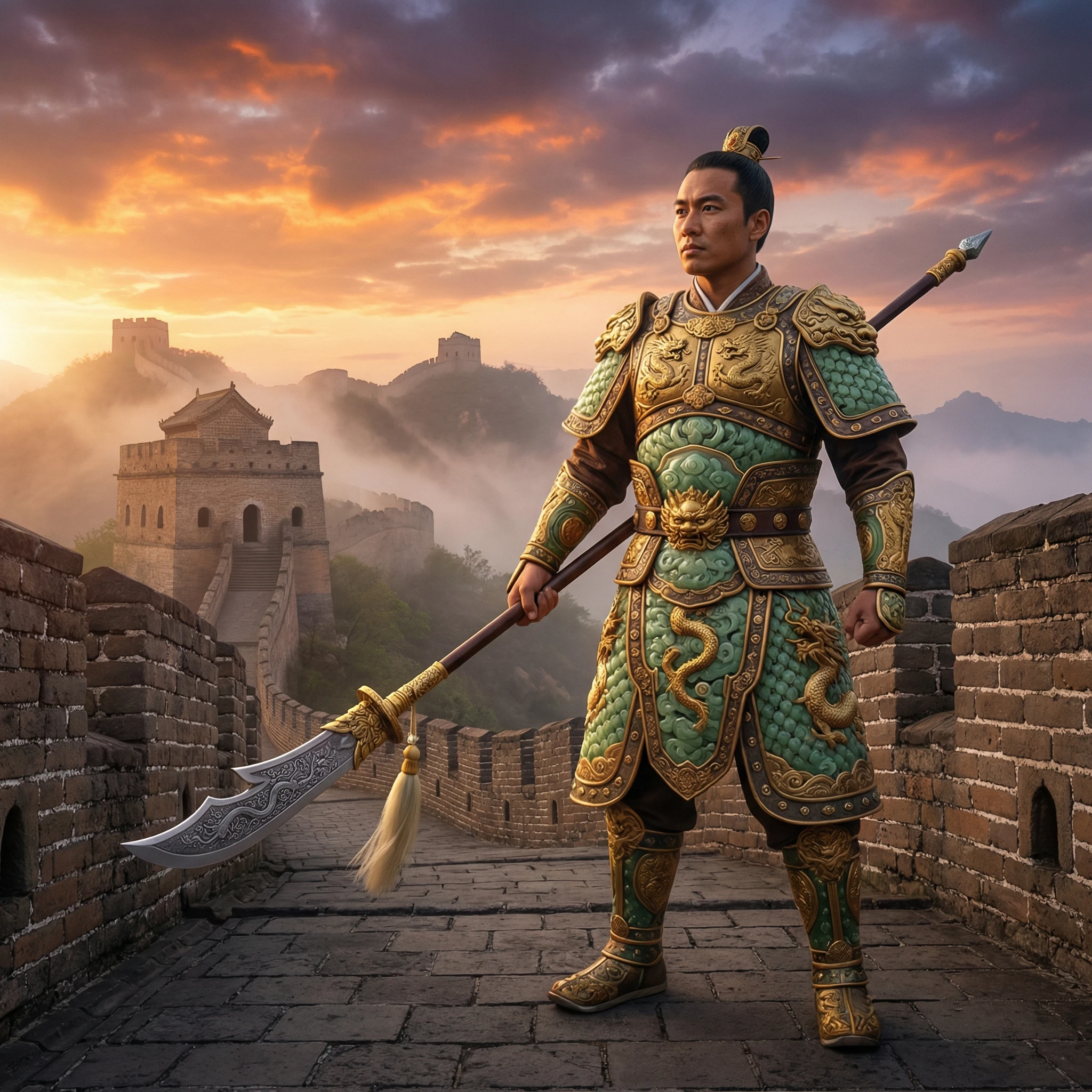 Защитник Великой Стены в стиле фэнтези — Nano Banana Pro промт