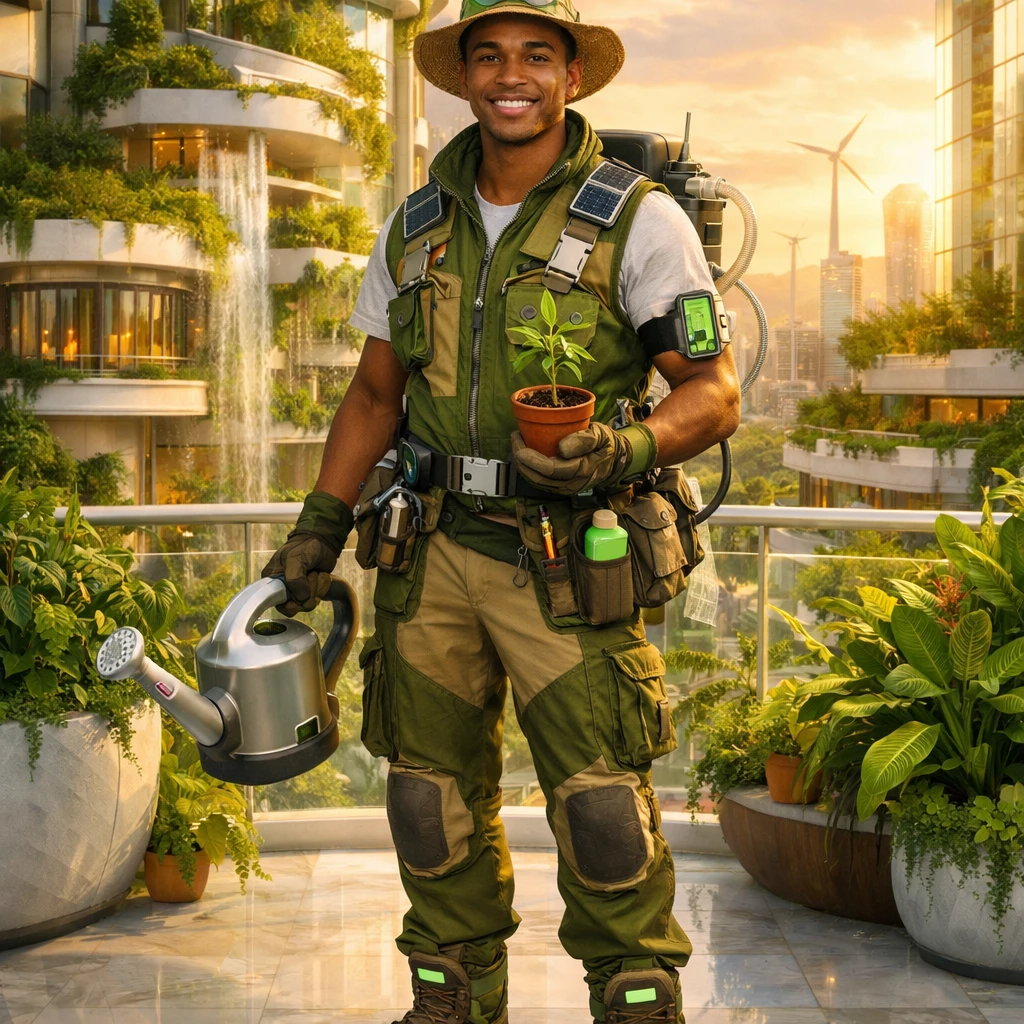 Зеленый панк: Соларпанк-садовник — GPT Image 1.5 промт