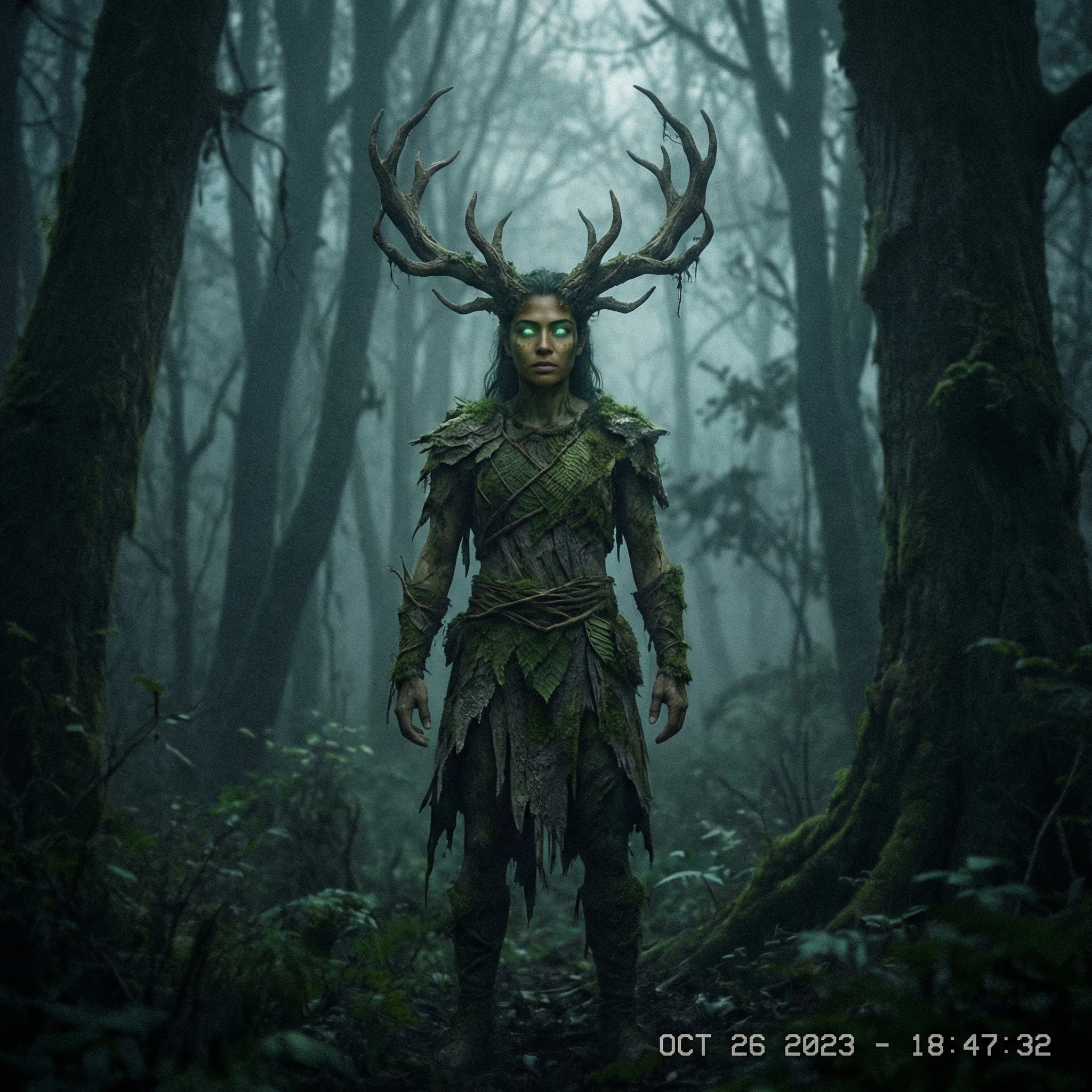 Жуткий лесной криптид — Nano Banana Pro промт