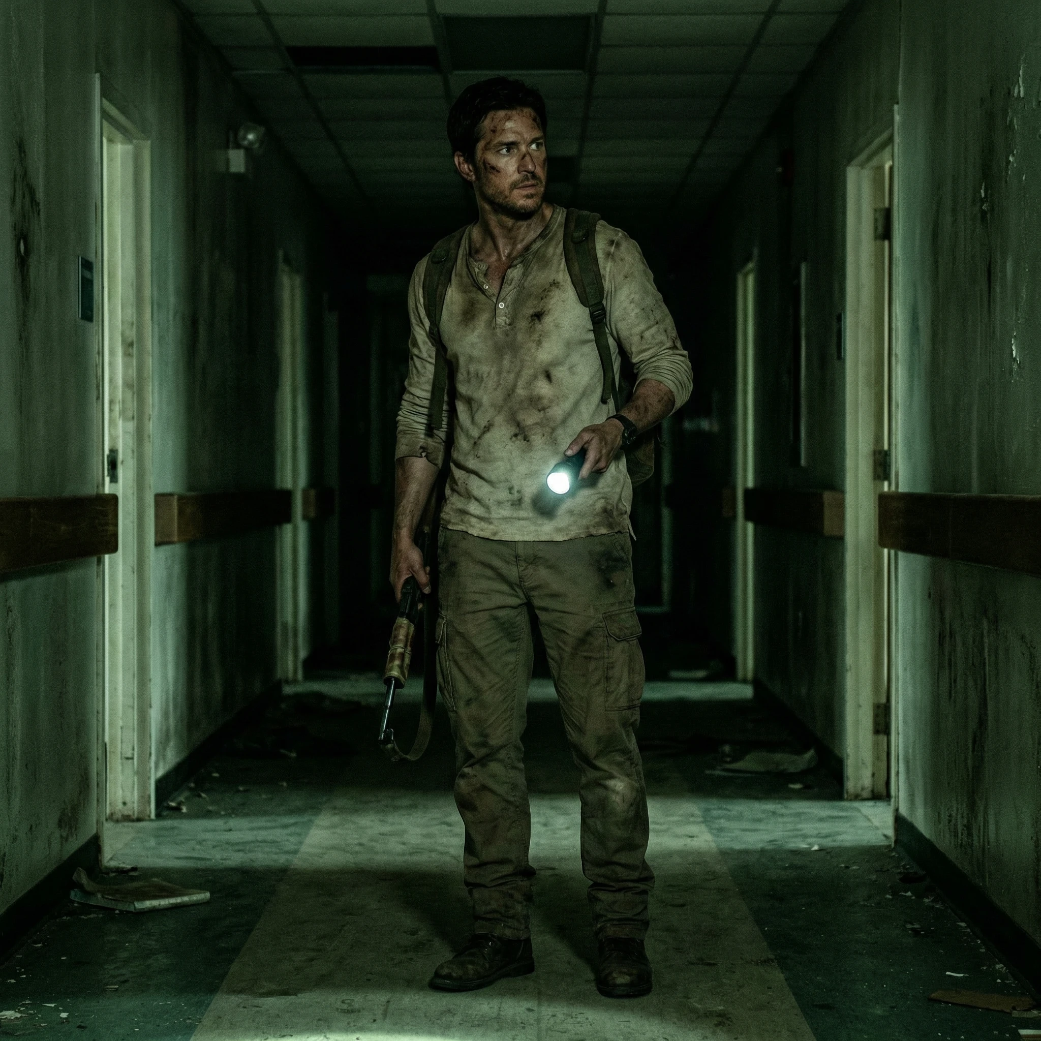 Зомби-хоррор в заброшенном госпитале — Nano Banana Pro промт