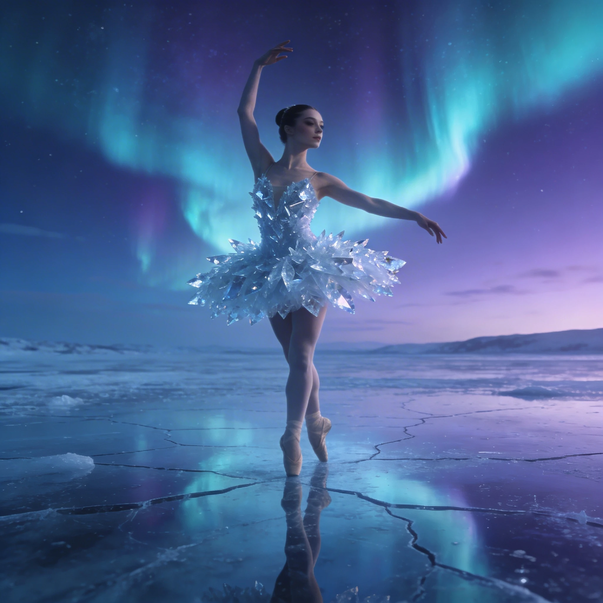 Звезда балета на замерзшем озере — Seedream 4.5 промт
