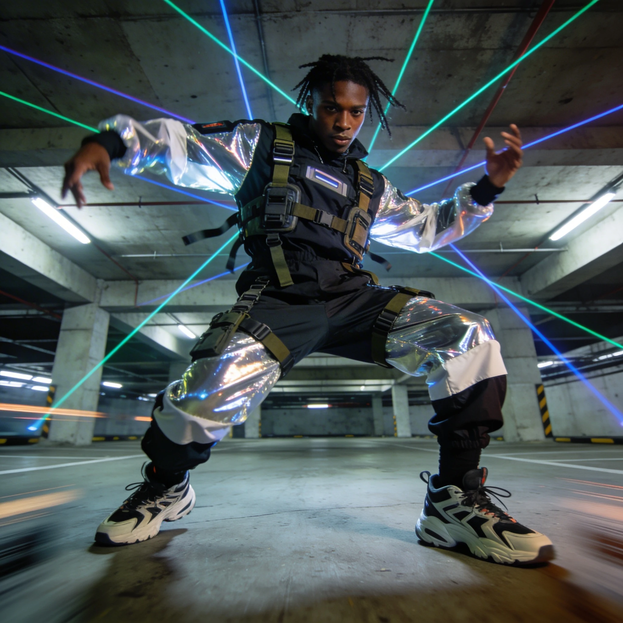 Звезда танцпола в стиле Tech-Wear — Seedream 4.5 промт